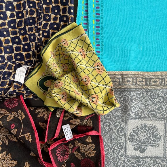 American Girl Accessories - Lot of 5 silk scarves green/blue/gray/brown/black